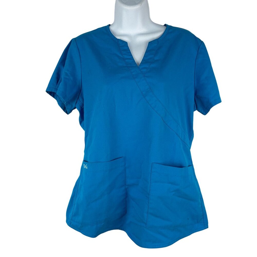 Nrg By Barco Womens Scrub Top With Pockets Blue Size M